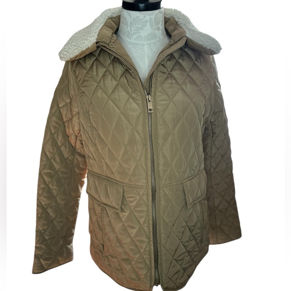 Tan Michael Kors Diamond Quilted Puffer Jacket